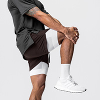 Grote Maat Actieve Gymshorts Voor Heren, Ademende, Elastische Taille Trainingsbroek Met Joggingzakken Met Een Solide Patroon