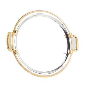 Luxury Serving Tray Set with <b>Gold</b> Handles & Braided <b>Rim</b>, Decorative Round Serving <b>Platter</b> for Home, Hotel, Wedding Decor - Product Image 3