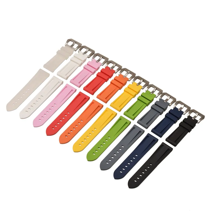 Rubber Silicone Watch Band Strap 18mm 20mm 22mm 24mm Women Men Green Red Black Sport Watch Band Stainless Steel Metal Clasp