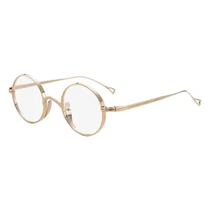 남성 순수 티타늄 안경 프레임 라운드 여성 럭셔리 브랜드 처방 광학 안경 프레임 작은 안경