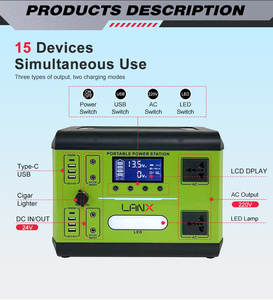 Estación de Energía Portátil LANX 1100W 1152Wh, Generador Solar con Batería LiFePO4, para Hogar, Camping, Emergencias y Respaldo de Energía - Product Image 5