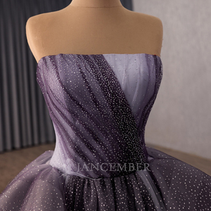 251049 Vestido de Noche Gótico con Cuello Barco y Color Degradado, con Cuentas, Apliques, Bordado de Encaje de Cristal y Cola de Capilla Natural para - Product Image 5