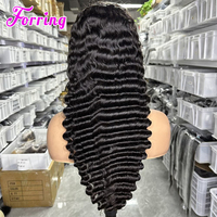 Wig Rambut Manusia Alami Full Lace Deep Wave Tanpa Proses Virgin Wig untuk Wanita Kulit Hitam Wig Rambut Manusia Curly Full Lace Frontal dari Vendor