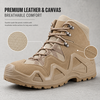 Bottes tactiques personnalisées pour hommes en gros, avec fermeture éclair latérale, en cuir de vachette et tissu Oxford, antidérapantes, pour la sécurité et l'entraînement, chaussures de travail