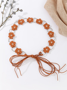 Boho Flower Waist Chain <strong>Belt</strong> for Women Sweet Suede Floral Metal Link Cinch <strong>Belt</strong> Summer Beach Dress Decorative Tassel Skinny <strong>Belt</strong> - Product Image 4