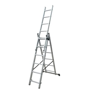 Escalera Plegable Moderna <span class=keywords><strong>de</strong></span> Aluminio <span class=keywords><strong>de</strong></span> 4x4 Peldaños y 4m con Plataforma, Color Plateado, Capacidad <span class=keywords><strong>de</strong></span> 300 Libras - Product Image 3