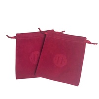 Petit sac à bijoux en velours personnalisé pour boucle d'oreille, collier, bracelet, sac à cordon en daim rouge