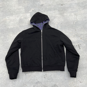 Mũ trùm đầu hạng nặng giảm vai hai mặt vải kẻ sọc hai lớp áo hoodie 100% cotton dệt có thể đảo ngược - Product Image 6