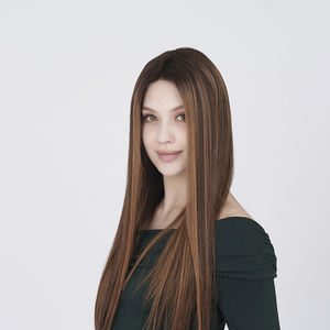 Soie Premium Lisse # Perruque en cheveux humains HAWAII avec dessus en dentelle - Product Image 6