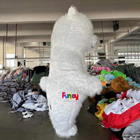 Costume de Mascotte Panda Gonflable Entièrement Blanc, Tenue de Personnage de Dessin Animé en Peluche Longue pour Spectacle de Carnaval