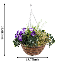Ruopei Panier suspendu artisanal miniature en fleurs artificielles tressées, résistant aux UV, violet, pour la remise des diplômes et Pâques