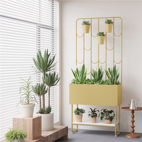 Support à fleurs en fer forgé de style nordique, double niveau, pour plantes d'intérieur, balcon, salon, treillis pour plantes grimpantes