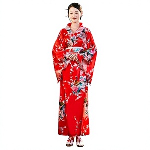 Abito Kimono Geisha per <span class=keywords><strong>Donna</strong></span>, Set Costume Tradizionale Giapponese con Ventaglio e Borsa, per Carnevale e Cosplay, in Poliestere, per Adulti - Product Image 3