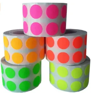 彩色编码点贴纸荧光收集500每个FL粉色标签