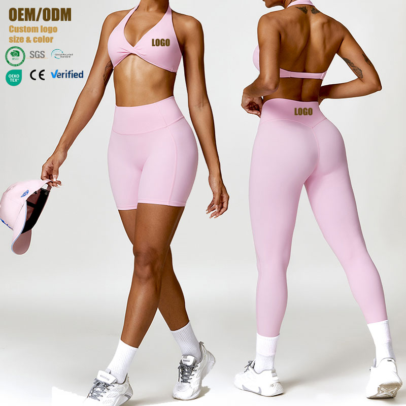 Tight Solid Back Yoga Suit Breathable Quick-drying 2-Piece Set Fitness Clothing Outdoor Running Sports Women