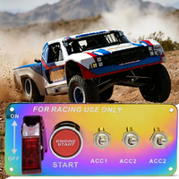 Panneau de commutation d'allumage avec bouton poussoir moteur, interrupteur à bascule 5 gangs 12V avec faisceau de câblage de relais et LED couleur pour voiture de course