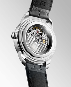 Reloj de vestir automático para hombre con indicador central de reserva de marcha, ventana de fecha, correa de cuero, caja de acero pulido Longinesing - Product Image 4