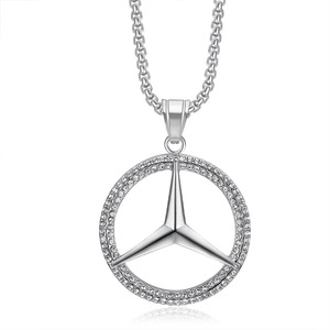 Hip Hop Mercedes Auto LOGOS ciced OUT Zirconia PVD สแตนเลสเครื่องประดับแฟชั่นสร้อยคอชุบทอง18K - Product Image 6