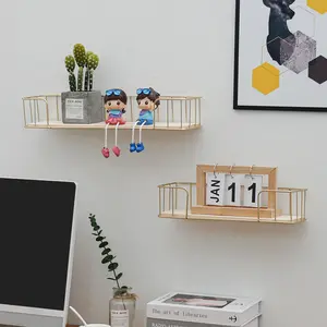 HY 2404 ZHIWUJIA household wall shelf wrought iron frame wood support plus inner box independent packaging spot wholesale