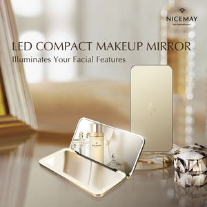 Miroir de maquillage LED portable Ravel Mini, pliable, rond, avec grossissement, rechargeable par USB, petit miroir avec lumière LED - Product Image 2
