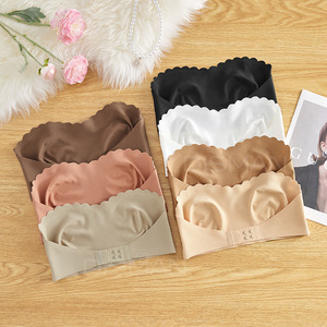 Wholesale Striped Seamless Wave Thin Breathable Sports <b>Bra</b> with Drop-Proof No-Strap <b>Front</b> Buckle Side Gathered Design - Product Image 1