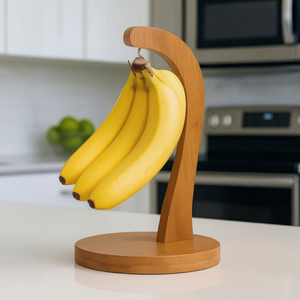 Wooden Banana <b>Hanger</b> <b>Stand</b> Countertop Fruit Holder Kitchen Storage Organizer Natural Wood Banana Rack Home Kitchen Decor - Product Image 1