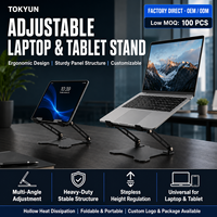 Soporte Ajustable y Plegable para Portátil de Aleación de Aluminio, Ajuste de Altura y Ángulo Continuo, Soporte Ergonómico para Tablet con Ventilación