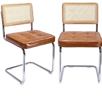 Ensemble de 2 chaises de salle à manger Zesthouse Modern Farmhouse Mid Century Breuer Design, pieds chromés en forme de L, sans accoudoirs, revêtement en simili cuir