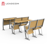LEADCOM LS-423 Chaise de conférence moderne avec accoudoirs en bois, chaise de salle de conférence à plateau relevable en contreplaqué, pour salle de classe universitaire à niveaux