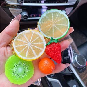Fruit Strawberry Litchi Pineapple Pear <b>Key</b> <b>Chain</b> Simulated Grape Yangmei <b>Car</b> Hanging Bag Hanging Decoration - Product Image 2