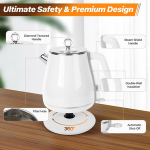 In Stock Double Wall Retro Electric <b>Kettle</b> 220v 360 Degree Rotational Base with <b>Temperature</b> <b>Control</b> Home Use Design - Product Image 4