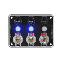 Boîtier de fusibles et interrupteurs à bascule 3 gangs avec indicateur LED bleu marche/arrêt pour bateaux, camping-cars et camions