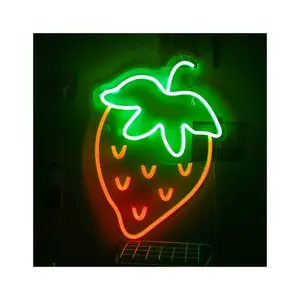 定制草莓水果图案3DLED霓虹灯水果店超市墙面装饰客厅装饰灯