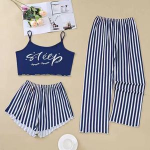 Pijama sin mangas de 3 piezas para mujer, ropa de dormir informal, chaleco, pantalones cortos, 3 en 1, ropa de dormir <span class=keywords><strong>Sexy</strong></span> - Product Image 4