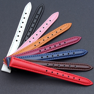Correa <span class=keywords><strong>de</strong></span> cuero genuino para <span class=keywords><strong>reloj</strong></span>, correa <span class=keywords><strong>de</strong></span> muñeca <span class=keywords><strong>de</strong></span> Material suave, púrpura, verde, azul, marrón, 10mm, 12, 14-24mm con hebilla <span class=keywords><strong>de</strong></span> rosa dorada y plateada - Product Image 2