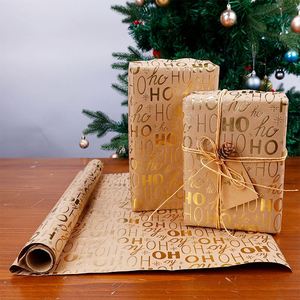 Papel Kraft de Navidad desechable recubierto de alta calidad 80g 43*300cm rollo de embalaje de regalo de cumpleaños personalizado - Product Image 5