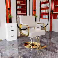 Fauteuil de salon de coiffure pivotant et réglable en hauteur, en acier inoxydable noir, avec siège en similicuir, design moderne