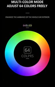 مصباح جو LED للسيارة بـ64 لونًا قابل للتعديل مع تحكم عبر التطبيق وصوت ذكي وساعة متعددة الوظائف - Product Image 6