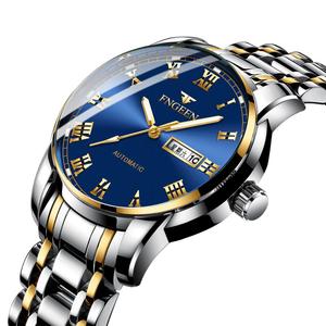 <span class=keywords><strong>FNGEEN</strong></span> 4002 reloj de cuarzo intrínsecamente para hombre, correa de acero inoxidable cómoda, calendario impermeable, pantalla de semana, reloj de negocios - Product Image 2