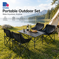 Table de camping pliable et ensemble de 4 chaises, mobilier d'extérieur léger et portable pour pique-nique, barbecue, jardin
