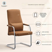 Chaise de conférence de direction haut de gamme en cuir PU, structure en bois, design ergonomique, pieds en acier, style moderne, fixe pour utilisation informatique
