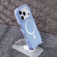 Funda Magnética para Teléfono, Carcasa de TPU+PC, Antiarañazos, Parte Trasera de Vidrio Templado, Botones Metálicos, Orificio para Cordón, Funda Protectora para iPhone 18 Pro