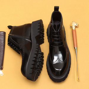 Botas de Tobillo para Hombre, Primavera-Otoño, Cuero Genuino con Grabado de Patrón de Cocodrilo, Suela de Goma, Impermeables, para Trabajo - Product Image 5