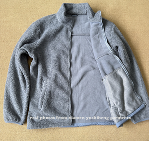 Custom Logo Unisex Stand Collar Polar Fleece Jacket <strong>Winter</strong> Autumn Sherpa Zip up Casual Coats Outerwear <strong>Jumper</strong> for <strong>Men</strong> Women 6XL - Product Image 5