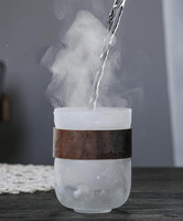 Ensemble de 3 tasses à thé en verre résistant à la chaleur de 12 oz avec infuseur à thé transparent et manchon en bois de bambou – Fait main – Retour à l'école