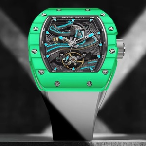 Reloj Mecánico BG9003 con Forma de Barril para Hombre - Caja Luminosa de Fibra de Carbono con Grabado de la Gran Muralla, Estilo Lujoso - Product Image 4