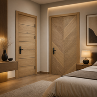 Portes intérieures en bois massif avec peinture composite imperméable pour villa, appartement, hôtel, chambre, bureau, finition chêne moderne de luxe