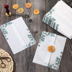 Fundas de Papel Vitela Pre-Dobladas con Estampado de Vegetación Personalizado para Tarjetas de Invitación de Boda y Quinceañera de 5x7 Pulgadas, Envoltorios Transparentes de Papel Vitela - Product Image 3