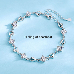 KOMI amor corazón pulsera niñas CZ pulseras rosa azul Cubic Zirconia mar del corazón pulseras para Boudoir estudiante mano joyería - Product Image 6