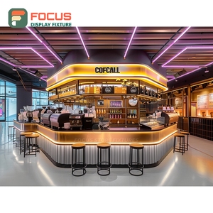 Mostrador de Servicio de Café Comercial con Estante para Pastelería, Mostrador de Cafetería en Negro Mate - Product Image 3